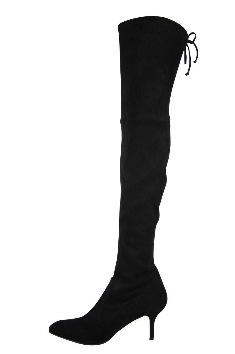 Stuart Weitzman Women's Black Suede Solid Tiemodel Over-The-Knee Boot
