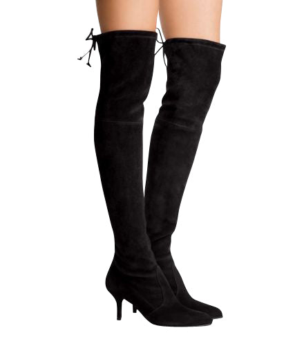 Stuart Weitzman Women's Black Suede Solid Tiemodel Over-The-Knee Boot