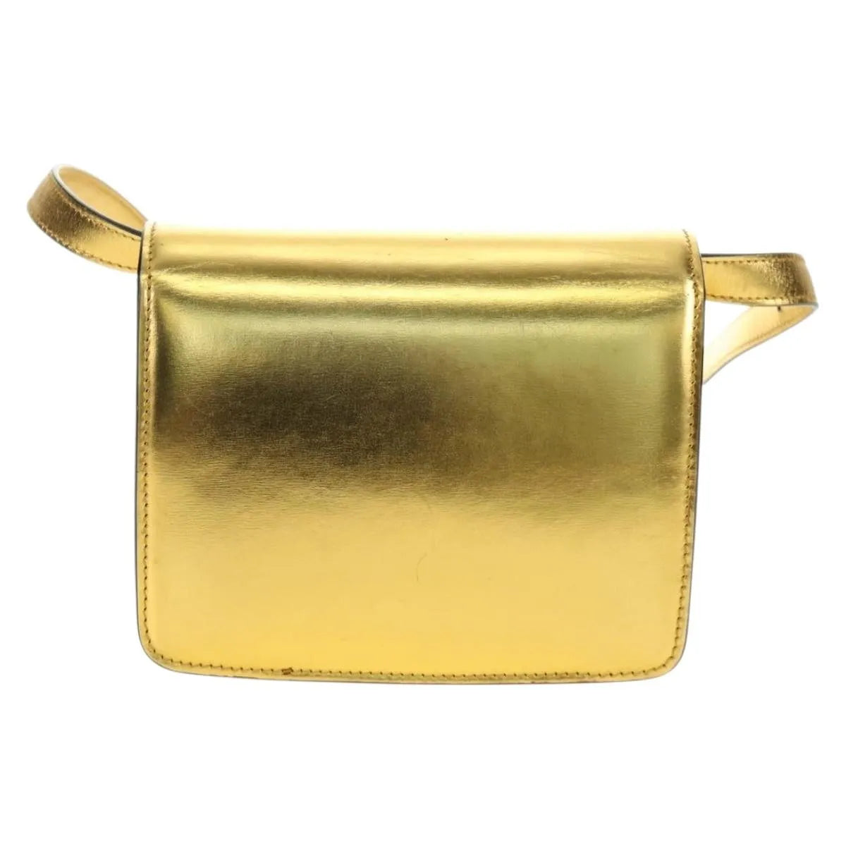 Celine Flap Shoulder Leather Gold Leather Shoulder Bag Bag (Pre-Owned)