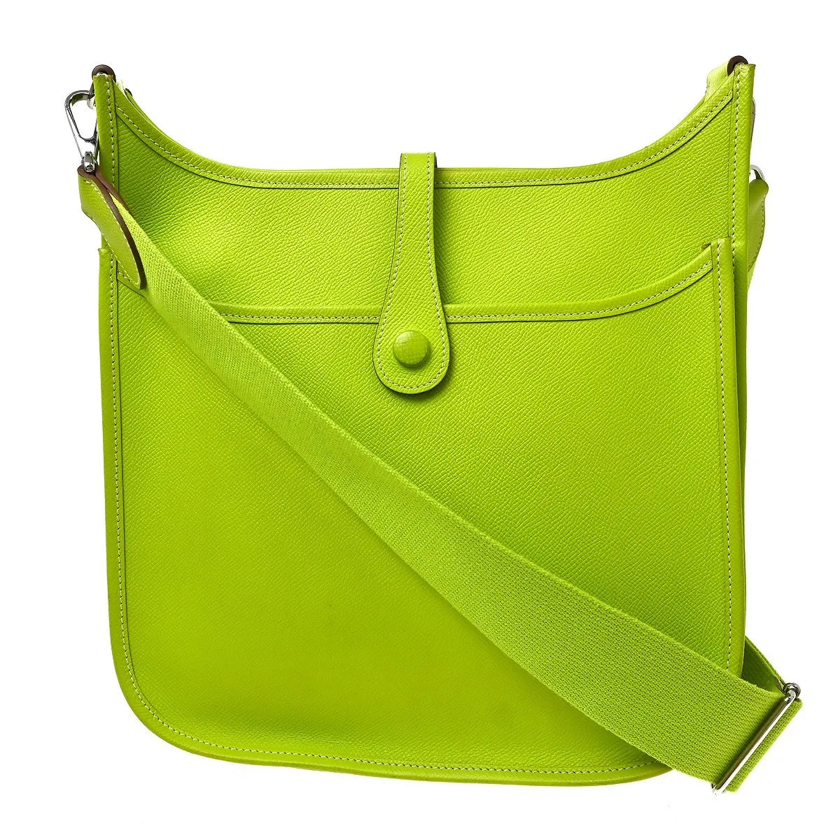 Hermes Evelyne Bag Gen Iii Clemence Green Leather Shoulder Bag Bag (Pre-Owned)