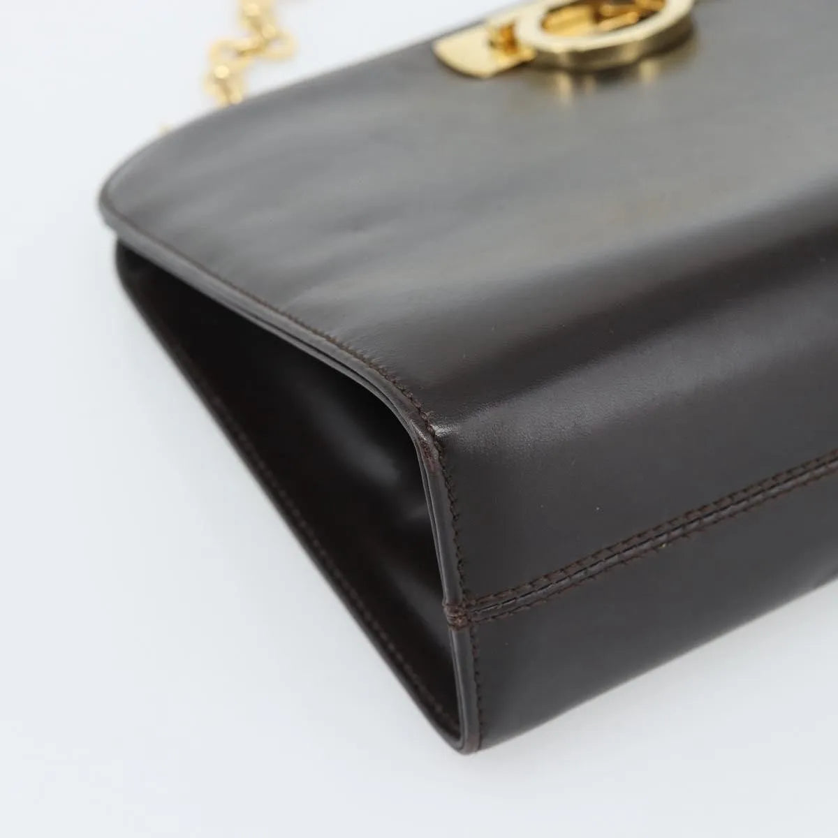 Salvatore Ferragamo Vintage Gancini Chain Leather Brown Leather Shoulder Bag Bag (Pre-Owned)