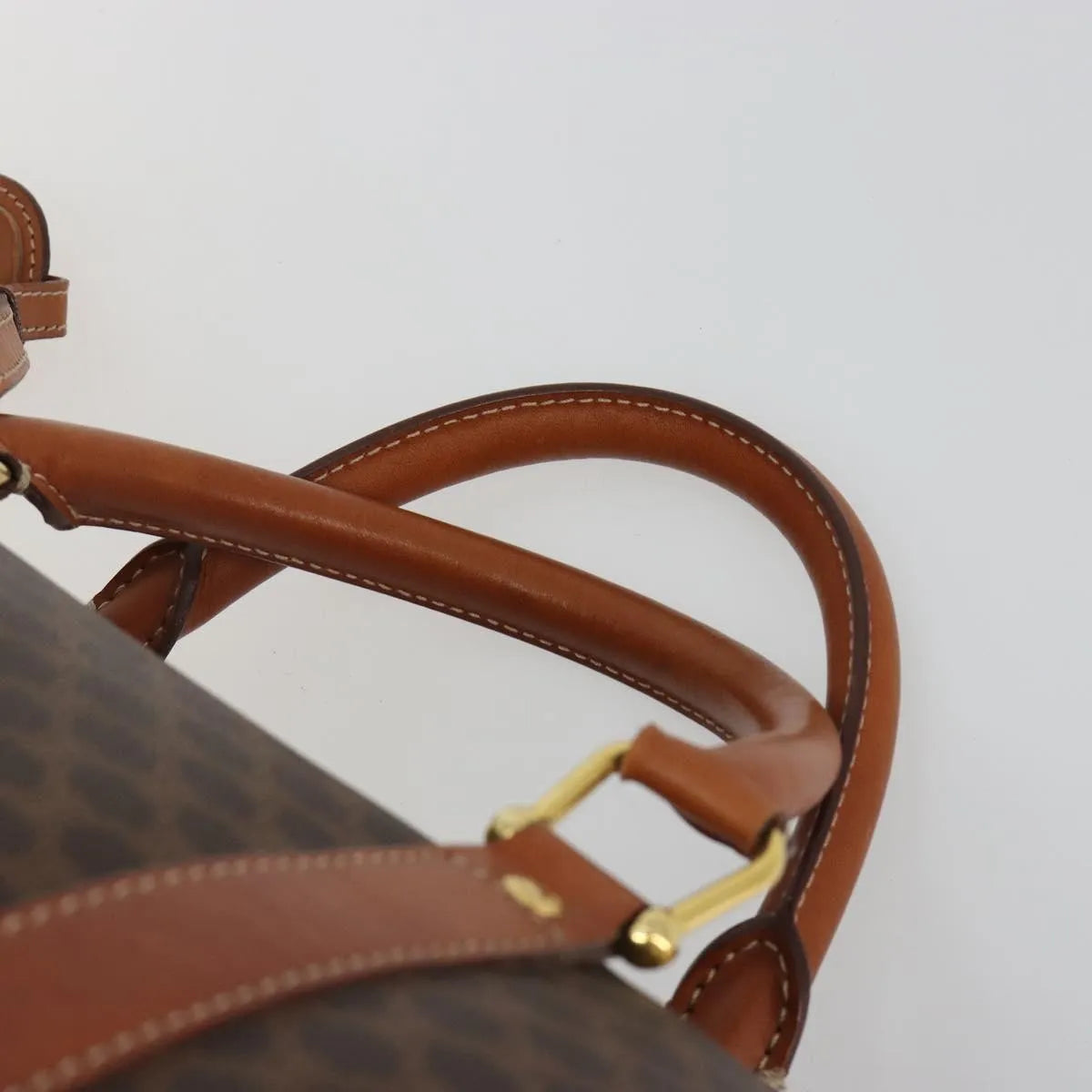 Celine Vintage Duffle Canvas And Leather Brown Canvas Travel Bag Bag (Pre-Owned)