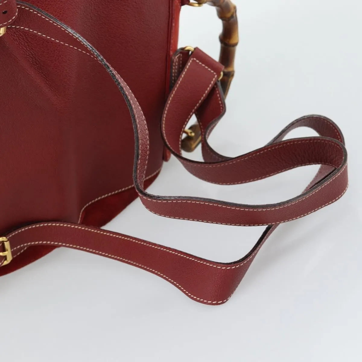 Gucci Vintage Bamboo Suede Red Suede Backpack Bag (Pre-Owned)
