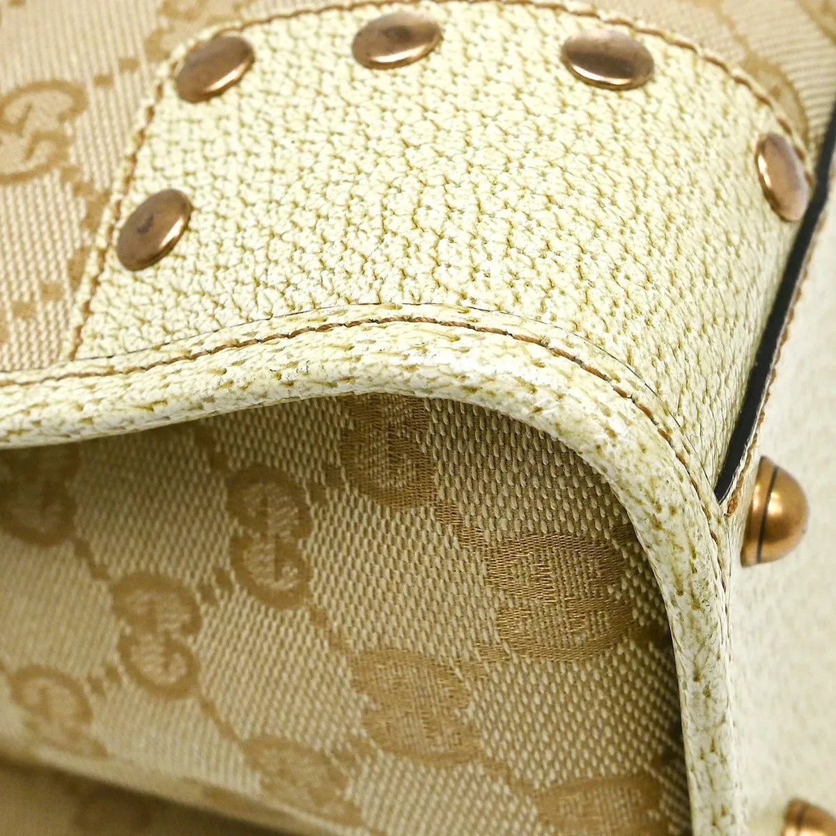 Gucci Miss Gg Tote Gg Canvas With Leather Beige Canvas Handbag (Pre-Owned)