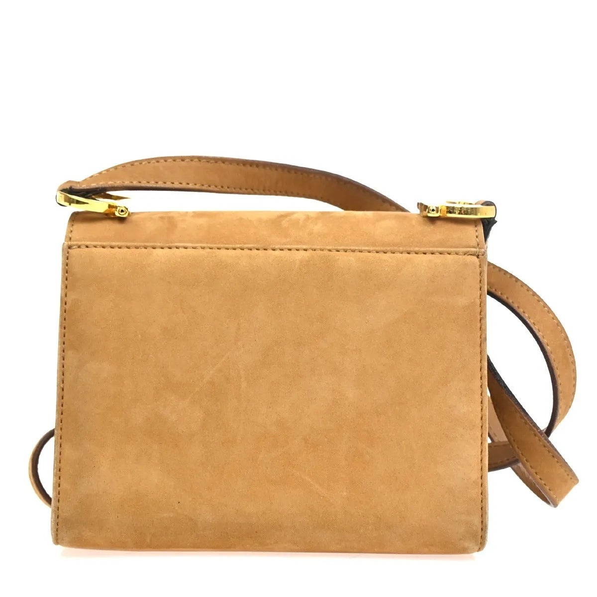 Salvatore Ferragamo Gancini Suede Brown Suede Shoulder Bag Bag (Pre-Owned)