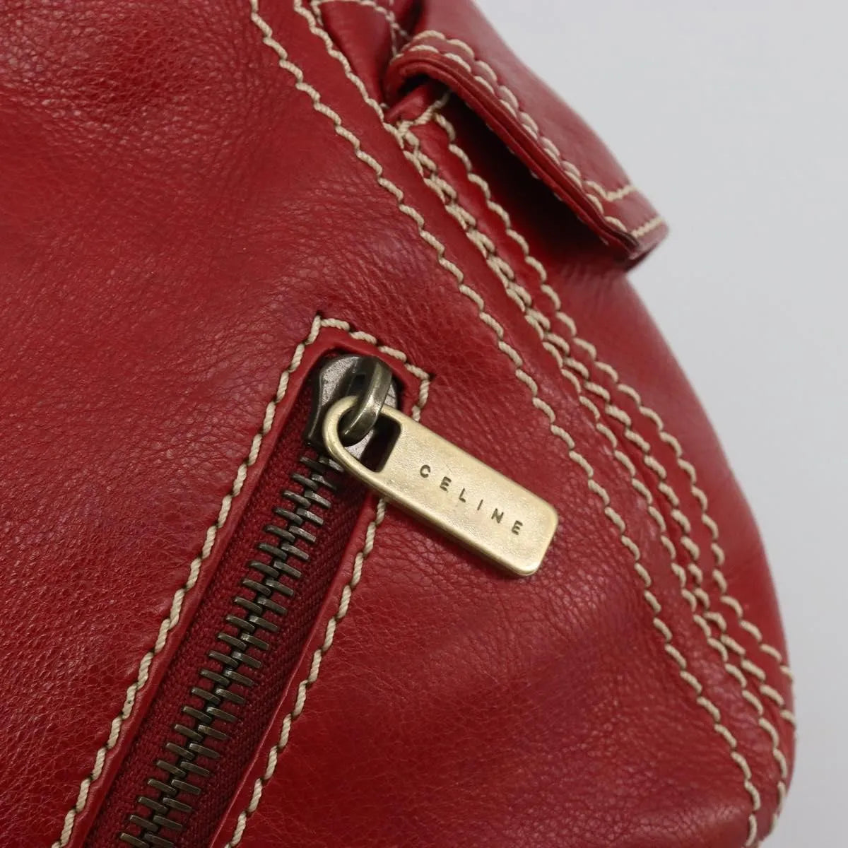 Celine Boogie Satchel Leather Red Leather Handbag (Pre-Owned)