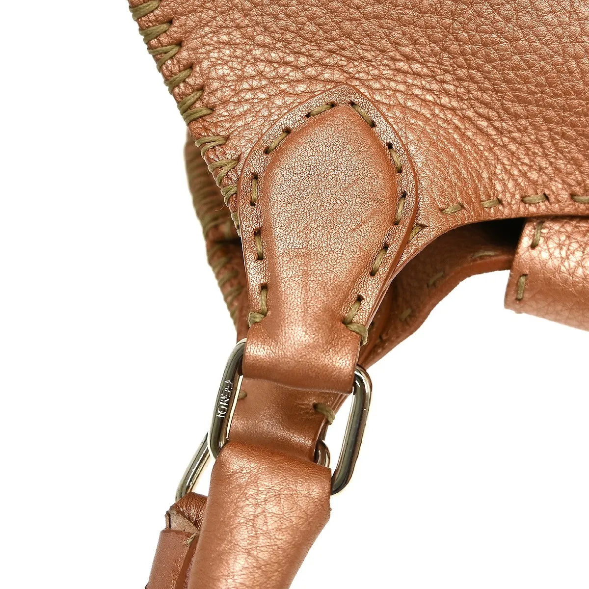 Fendi Selleria Linda Satchel Pebbled Leather Pink Leather Handbag (Pre-Owned)