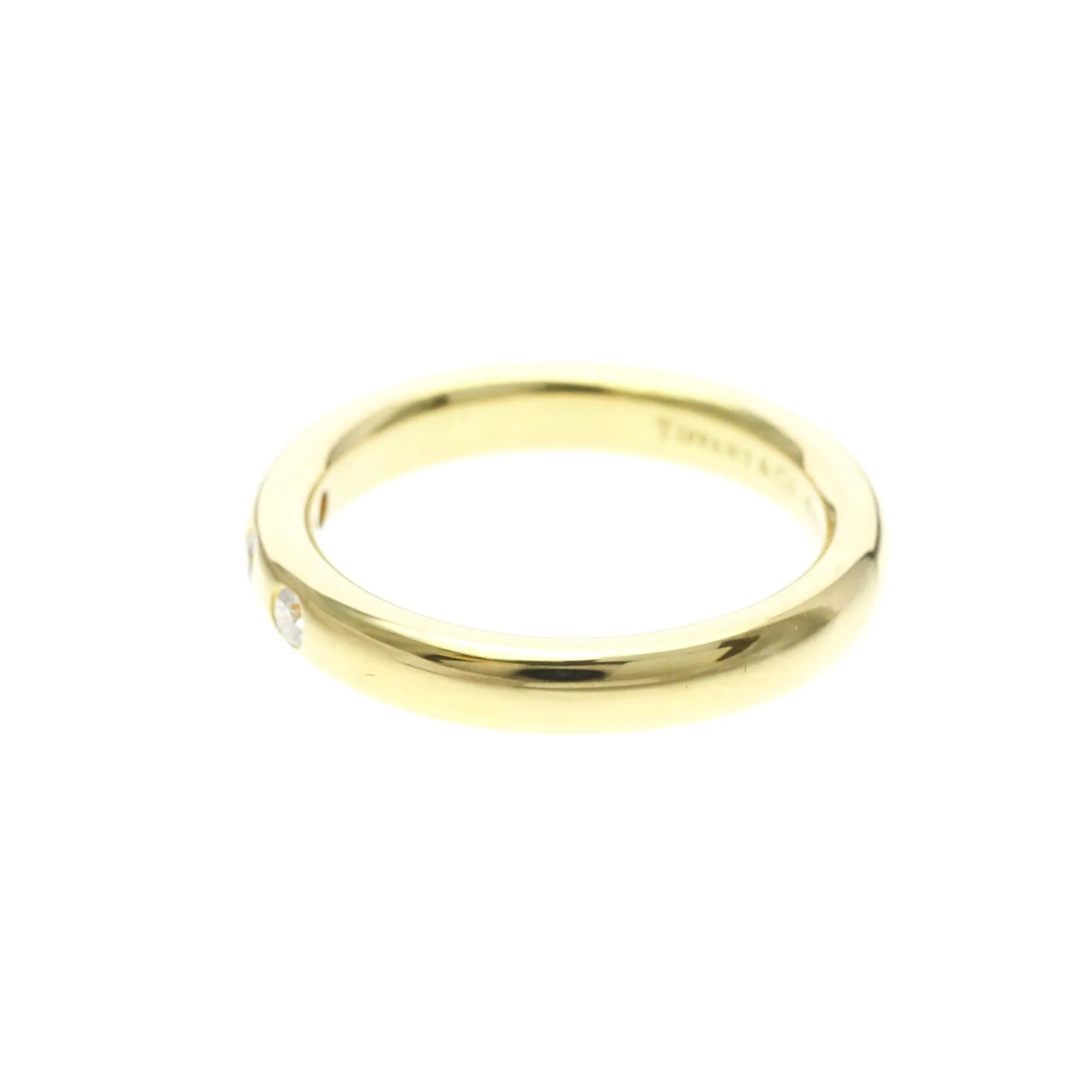 Tiffany & Co. Elsa Peretti 3 Diamond Stacking Band 18K Yellow Gold With Diamonds Gold Yellow_Gold Ring Jewelry (Pre-Owned)