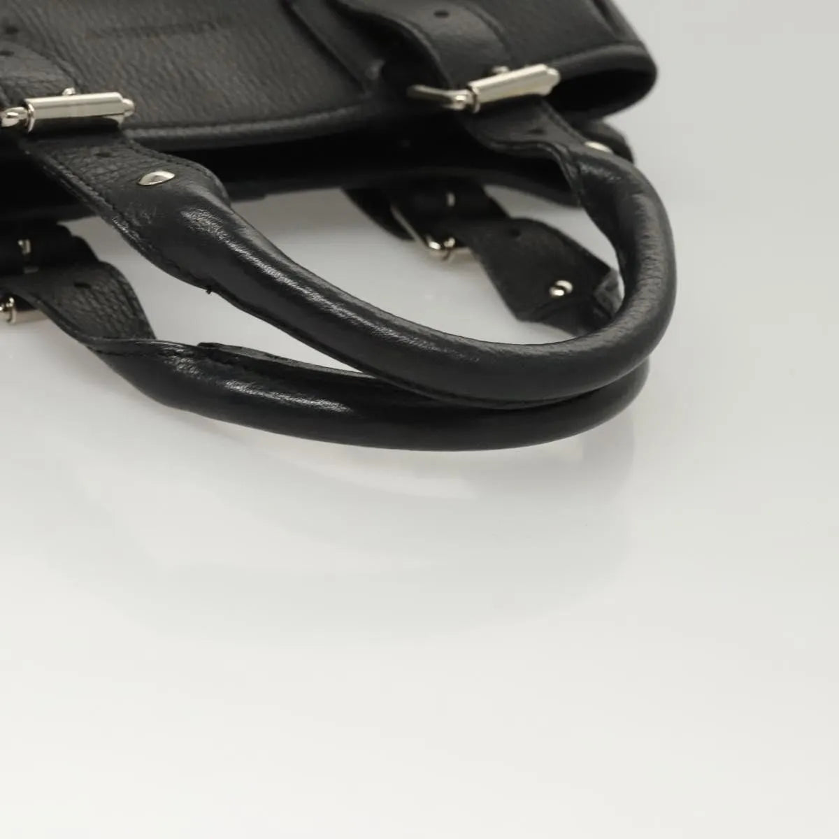 Burberry Vintage Leather Black Leather Handbag (Pre-Owned)