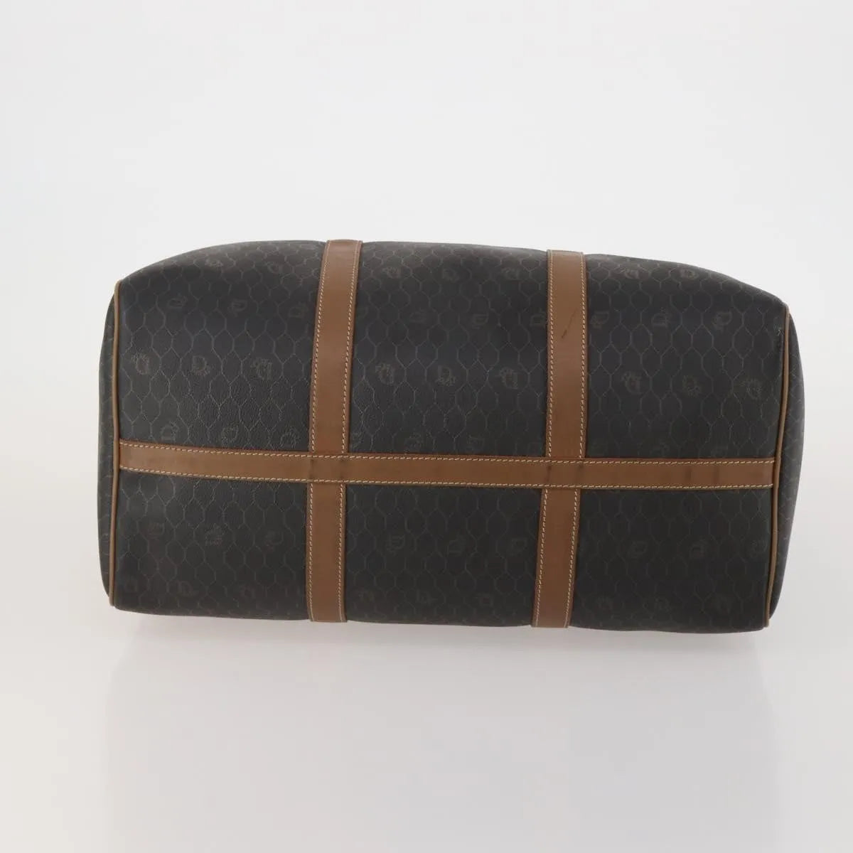 Christian Dior Vintage Honeycomb Boston Canvas And Leather Black Canvas Travel Bag Bag (Pre-Owned)