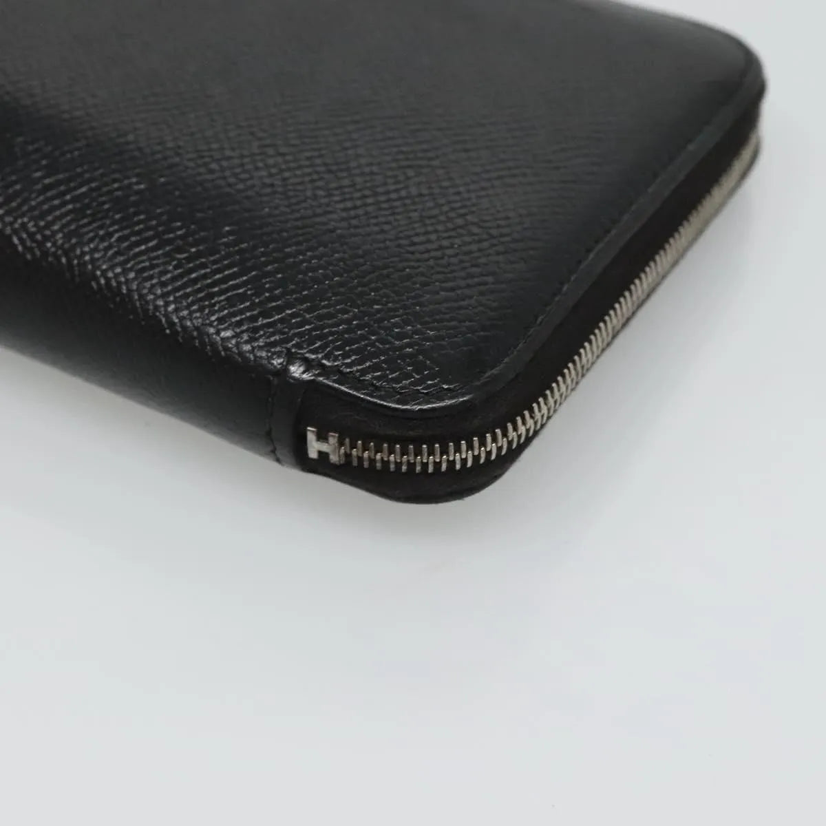 Hermes Azap Zip Around Wallet Silk'in Epsom Black Leather Wallets Accessory (Pre-Owned)
