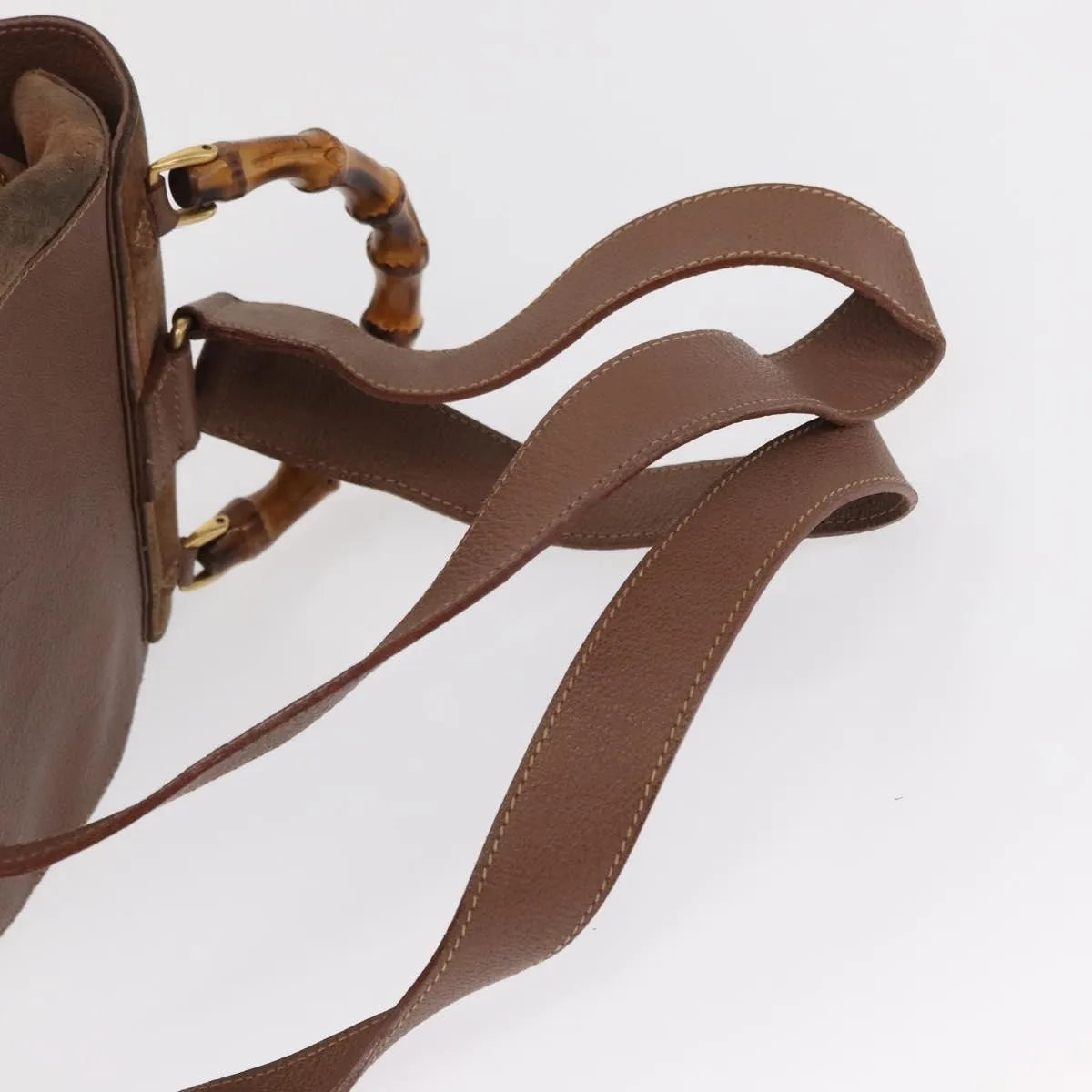 Gucci Vintage Bamboo Suede Brown Suede Backpack Bag (Pre-Owned)