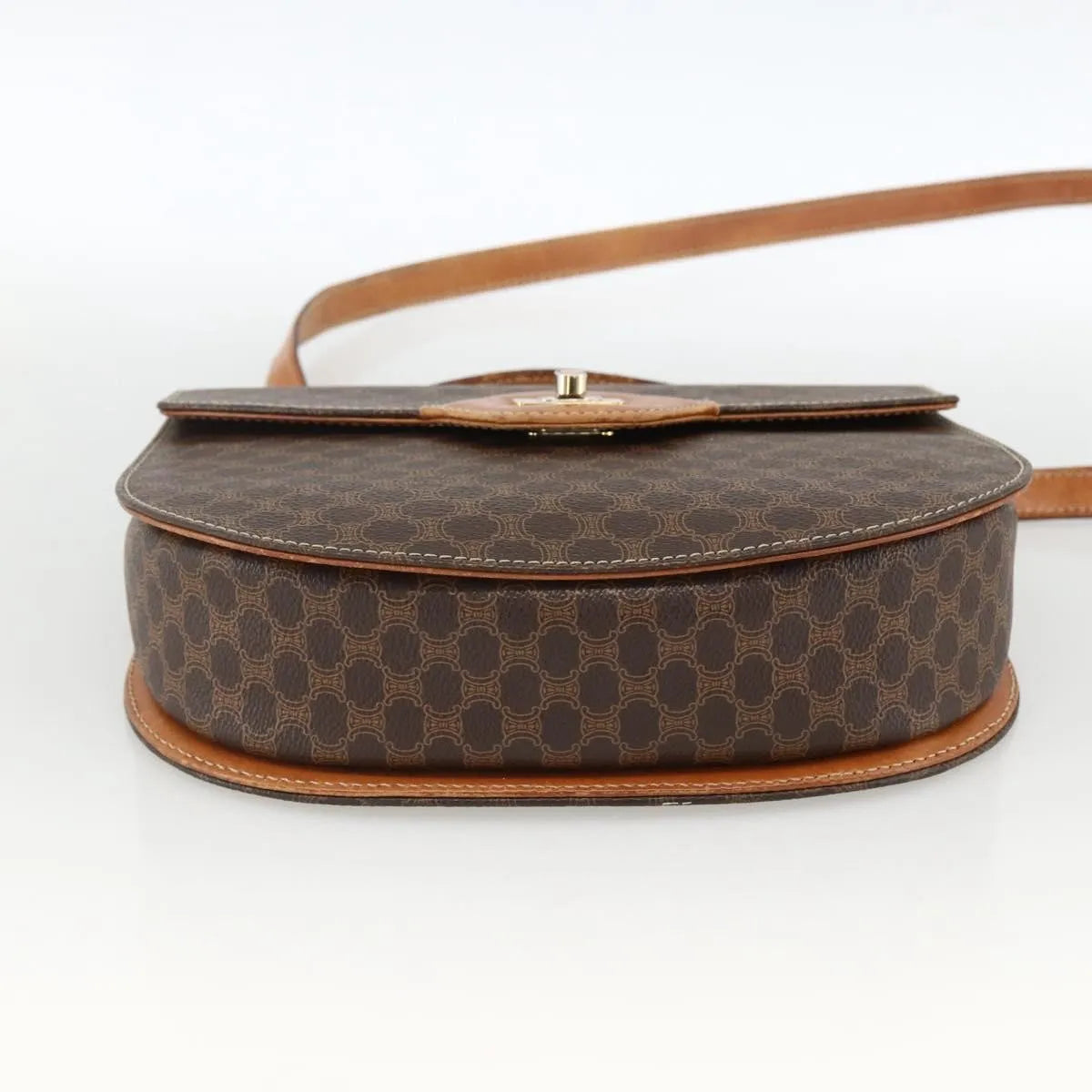 Celine Vintage Macadam Canvas And Leather Brown Canvas Handbag (Pre-Owned)