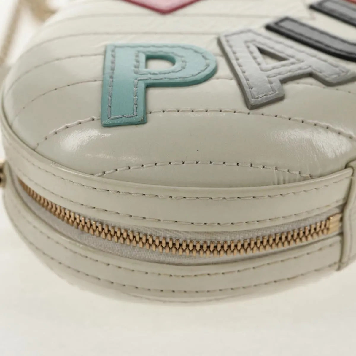 Chanel La Pausa Evening Chevron Lambskin With Applique White Leather Shoulder Bag Bag (Pre-Owned)