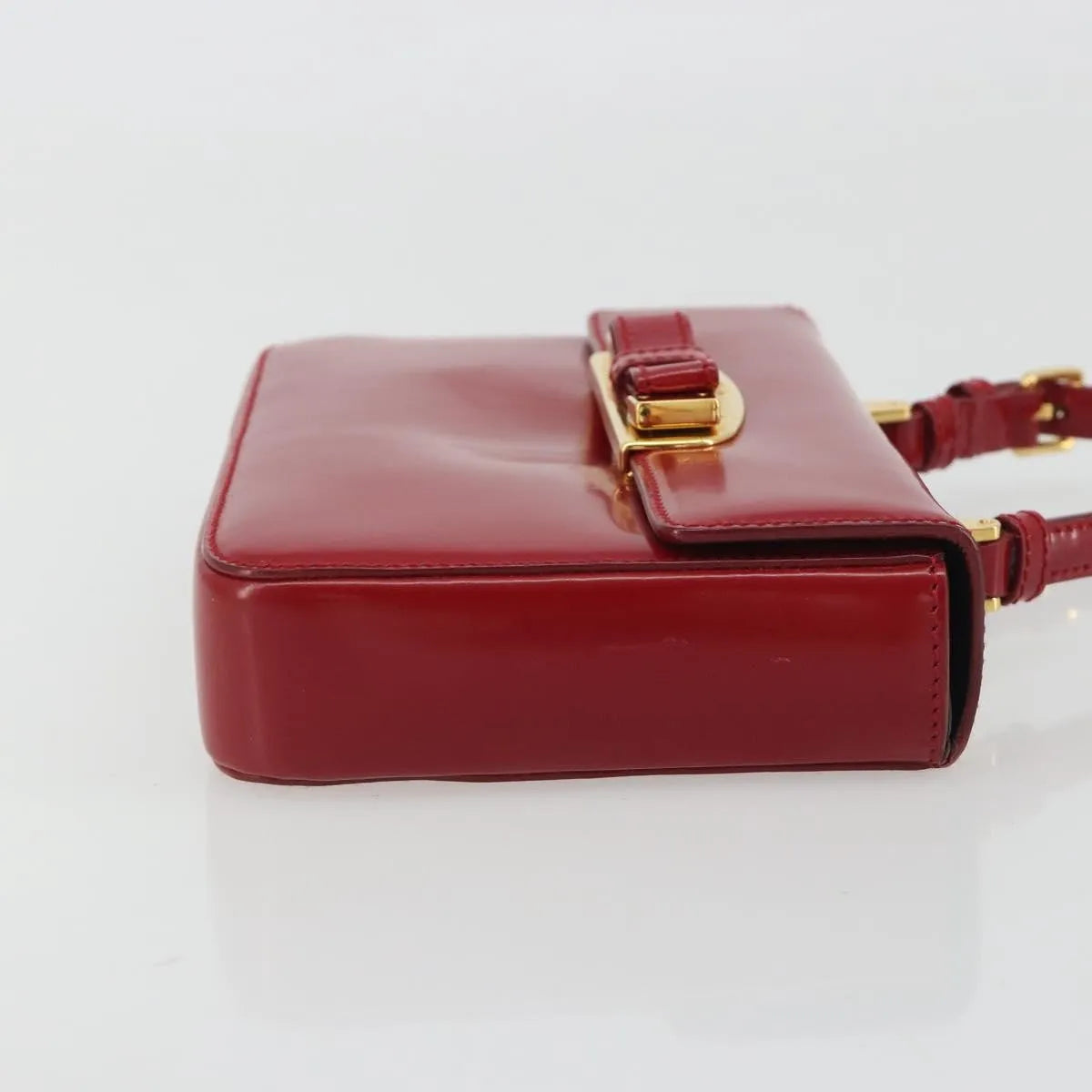 Prada Bow Top Handle Leather Red Leather Handbag (Pre-Owned)