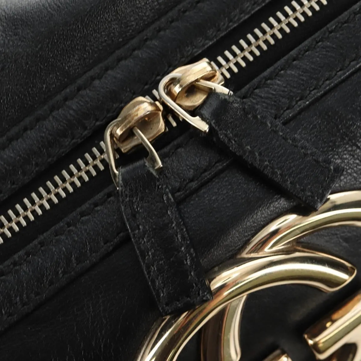 Gucci Britt Boston Duffle Leather Black Leather Handbag (Pre-Owned)