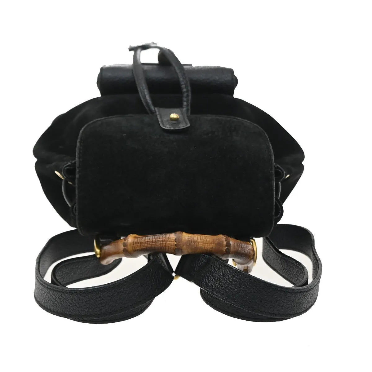 Gucci Vintage Bamboo Suede Black Suede Backpack Bag (Pre-Owned)