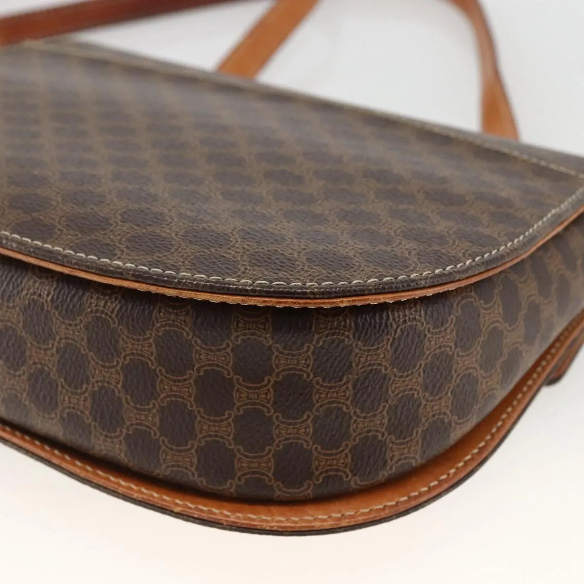 Celine Vintage Macadam Canvas And Leather Brown Canvas Handbag (Pre-Owned)