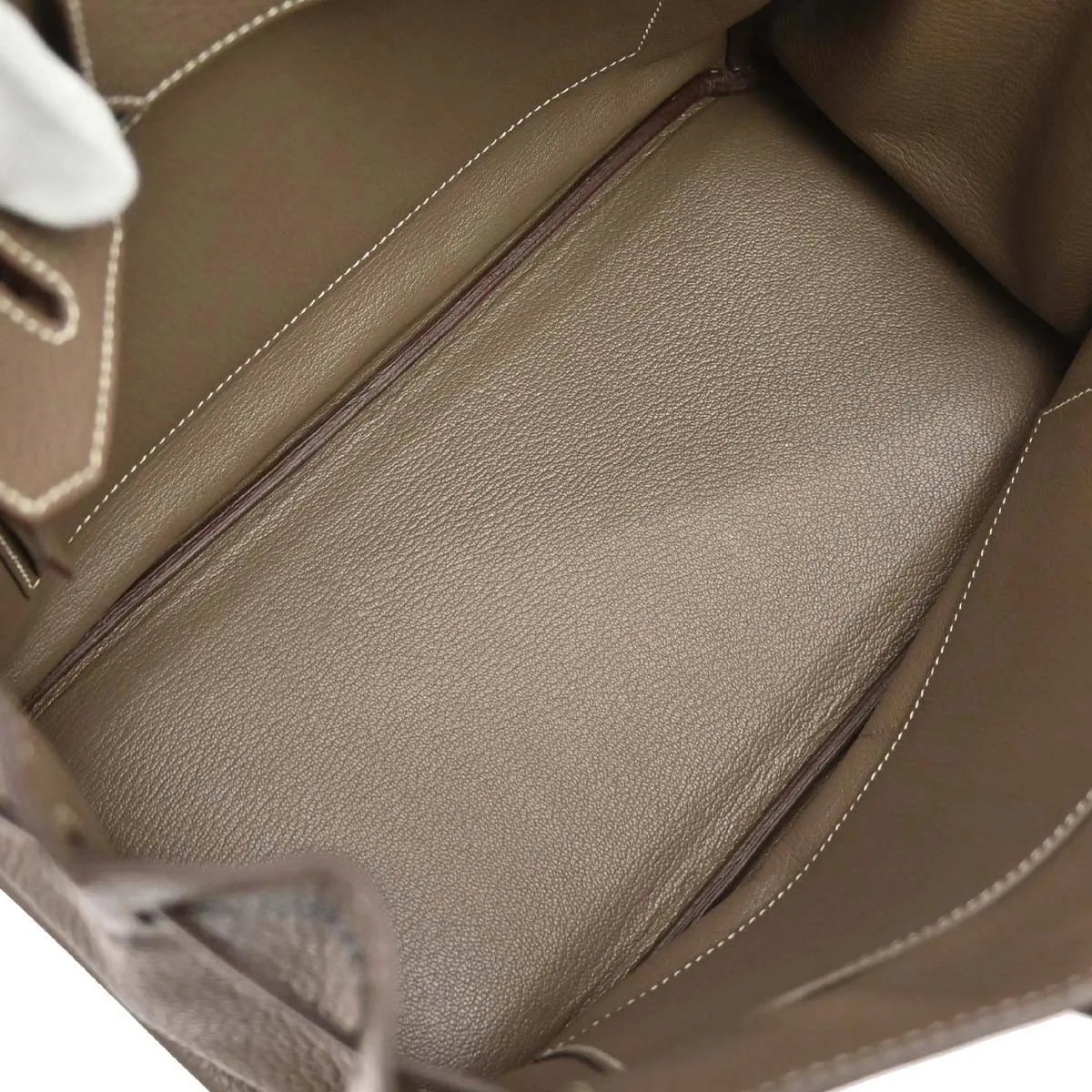 Hermes Birkin Etoupe Taurillon Clémence With Palladium Hardware Gray Calfskin Handbag (Pre-Owned)