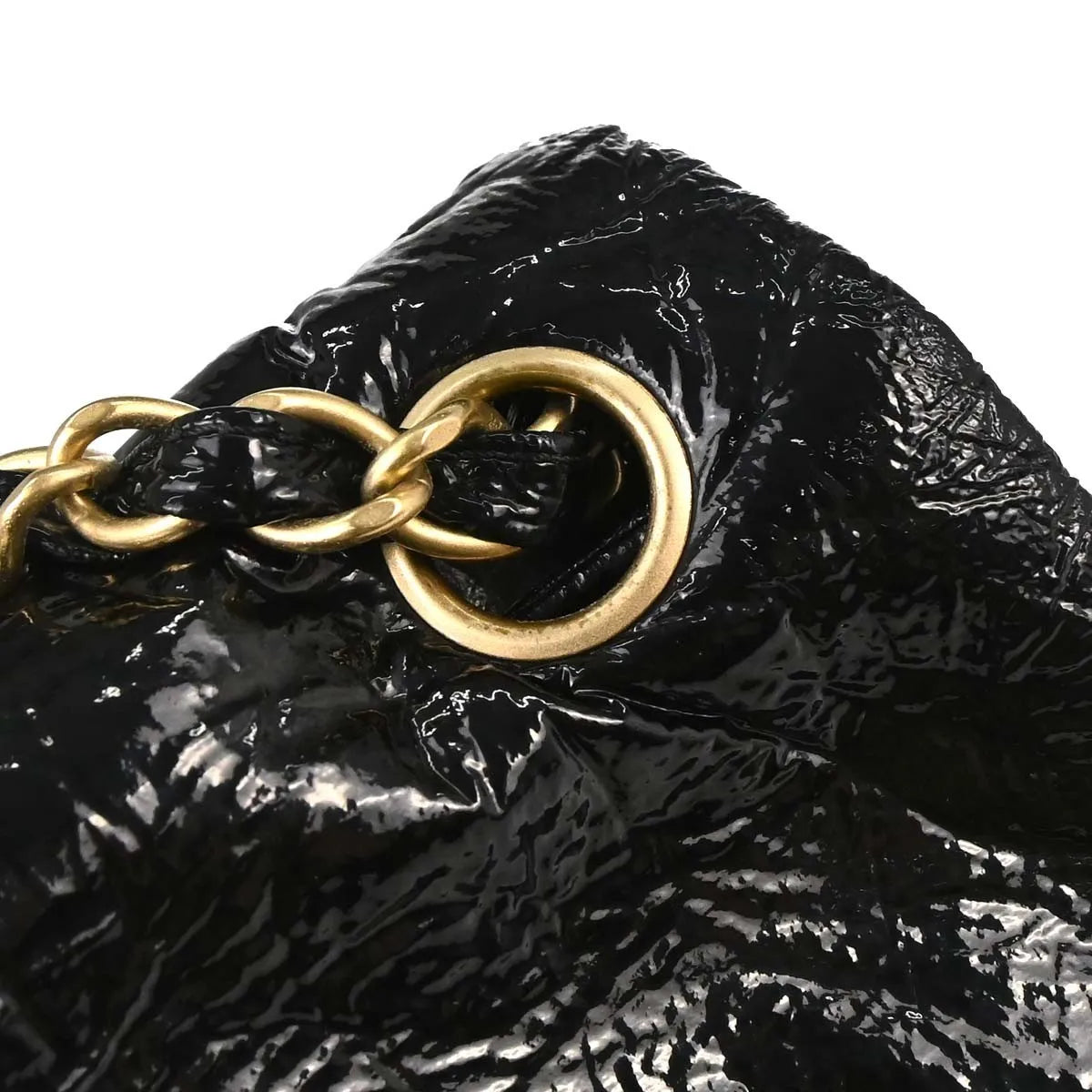 Chanel Rock And Chain Flap Patent Vinyl Black Patent_Leather Shoulder Bag Bag (Pre-Owned)
