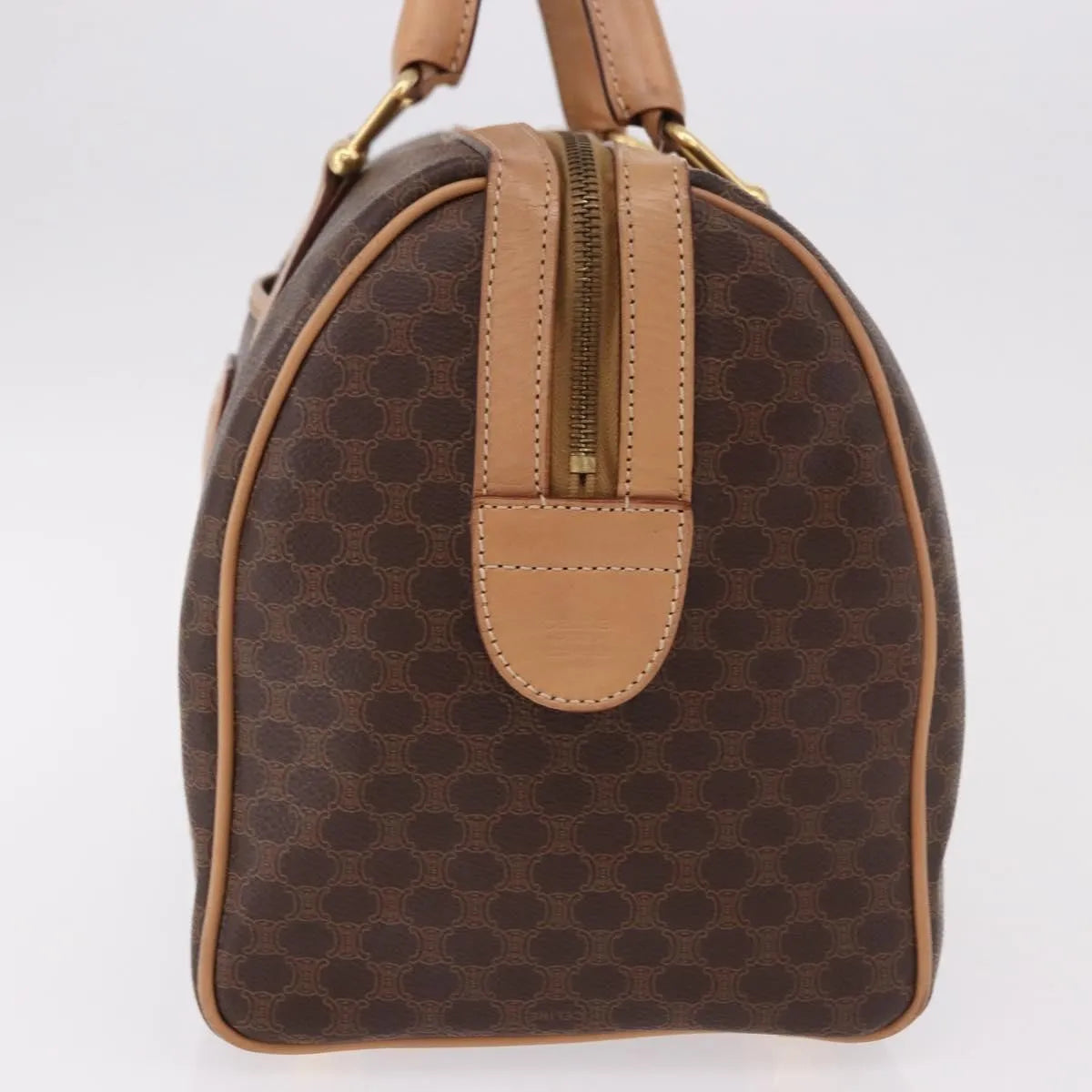 Celine Vintage Macadam Boston Canvas And Leather Brown Pvc Handbag (Pre-Owned)