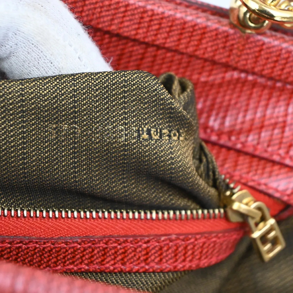 Fendi Vintage Top Handle Leather Red Leather Tote Bag Bag (Pre-Owned)