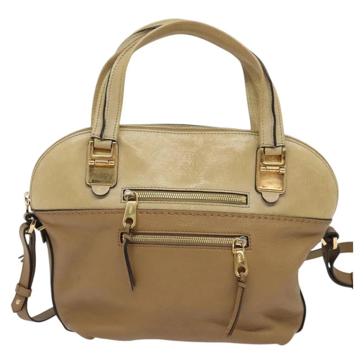 Chloe Angie Tote Leather Brown Leather Tote Bag Bag (Pre-Owned)