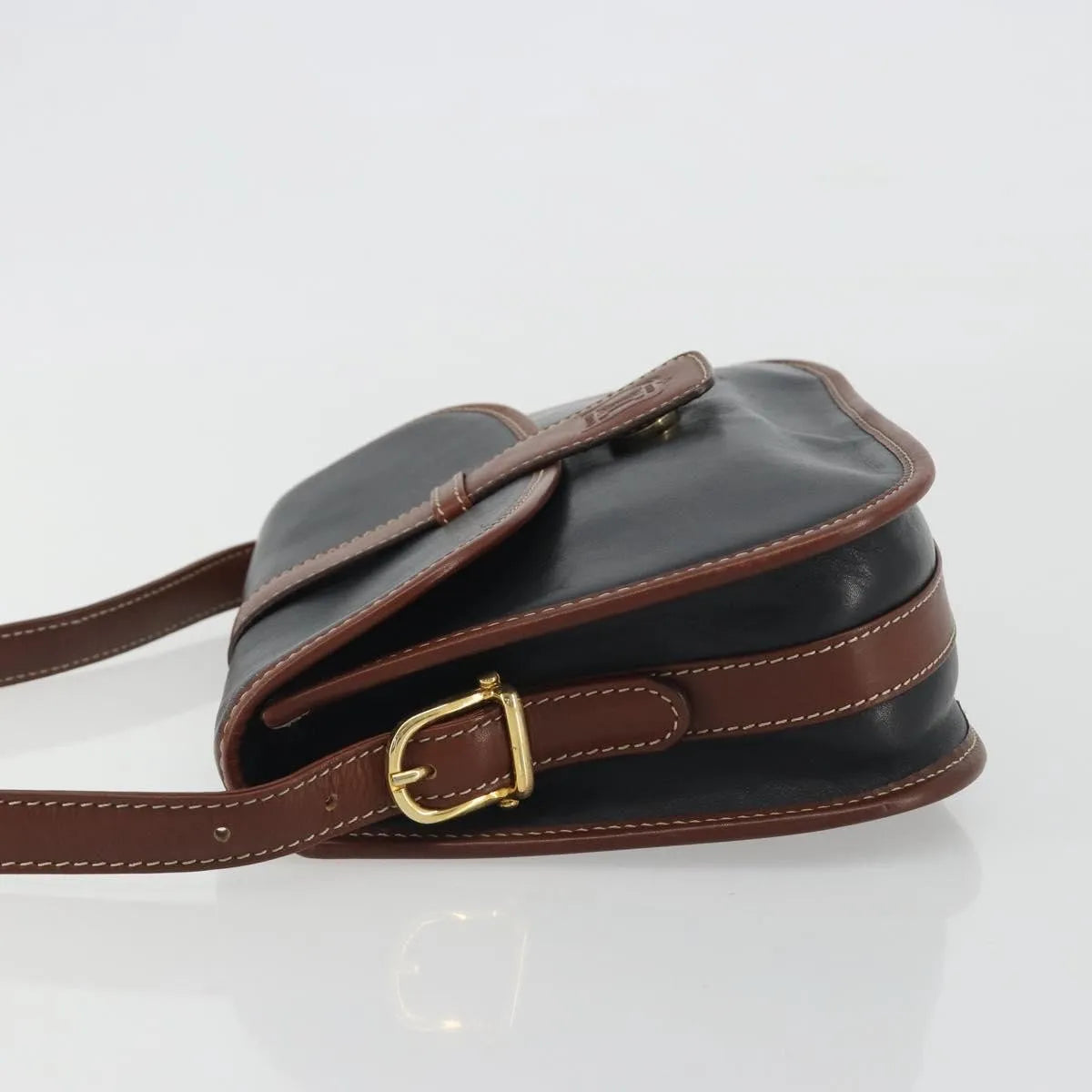 Celine Vintage Flap Leather Black Leather Shoulder Bag Bag (Pre-Owned)