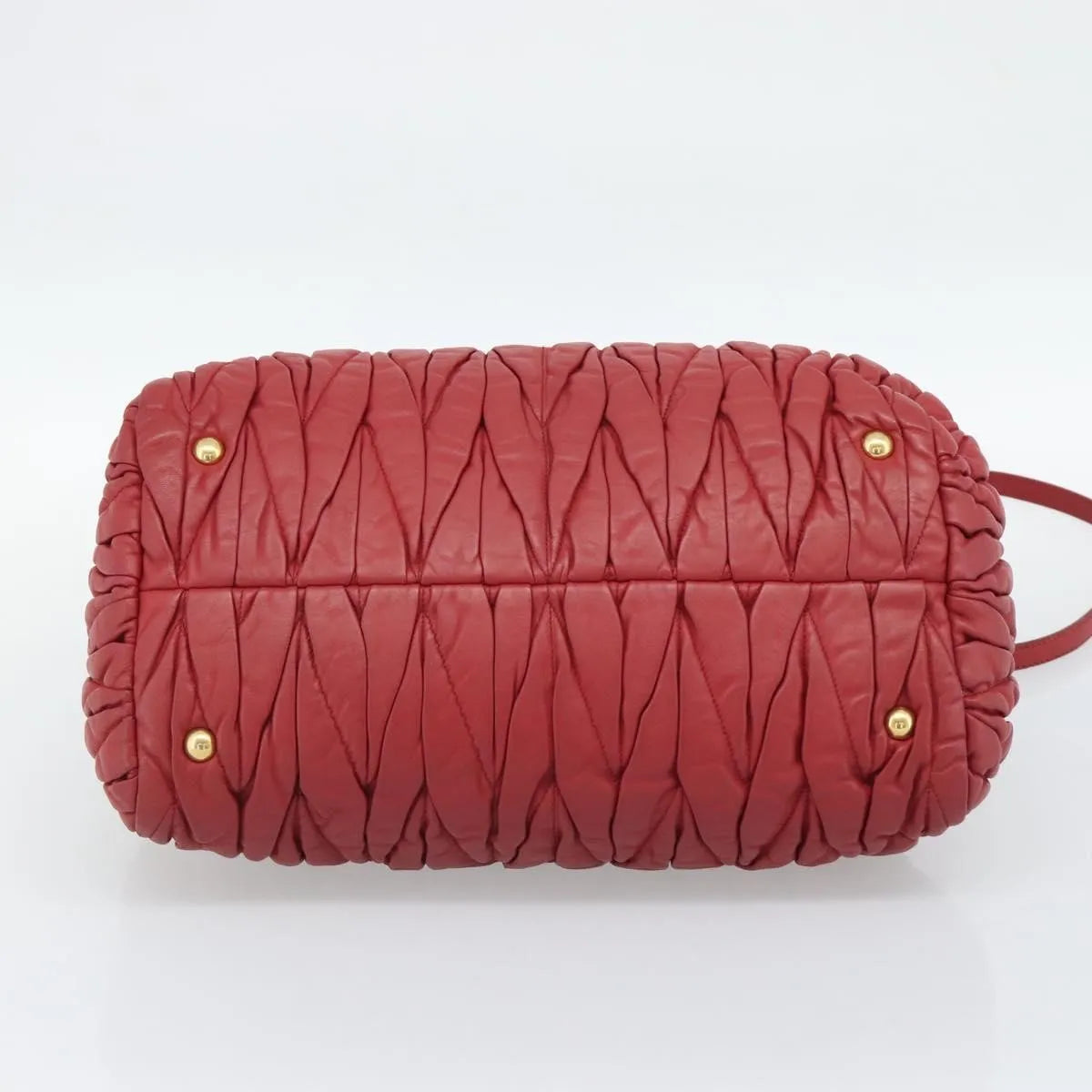 Miu Miu Matelassé Nappa Leather Top Handle Bag Leather Red Leather Shoulder Bag Bag (Pre-Owned)