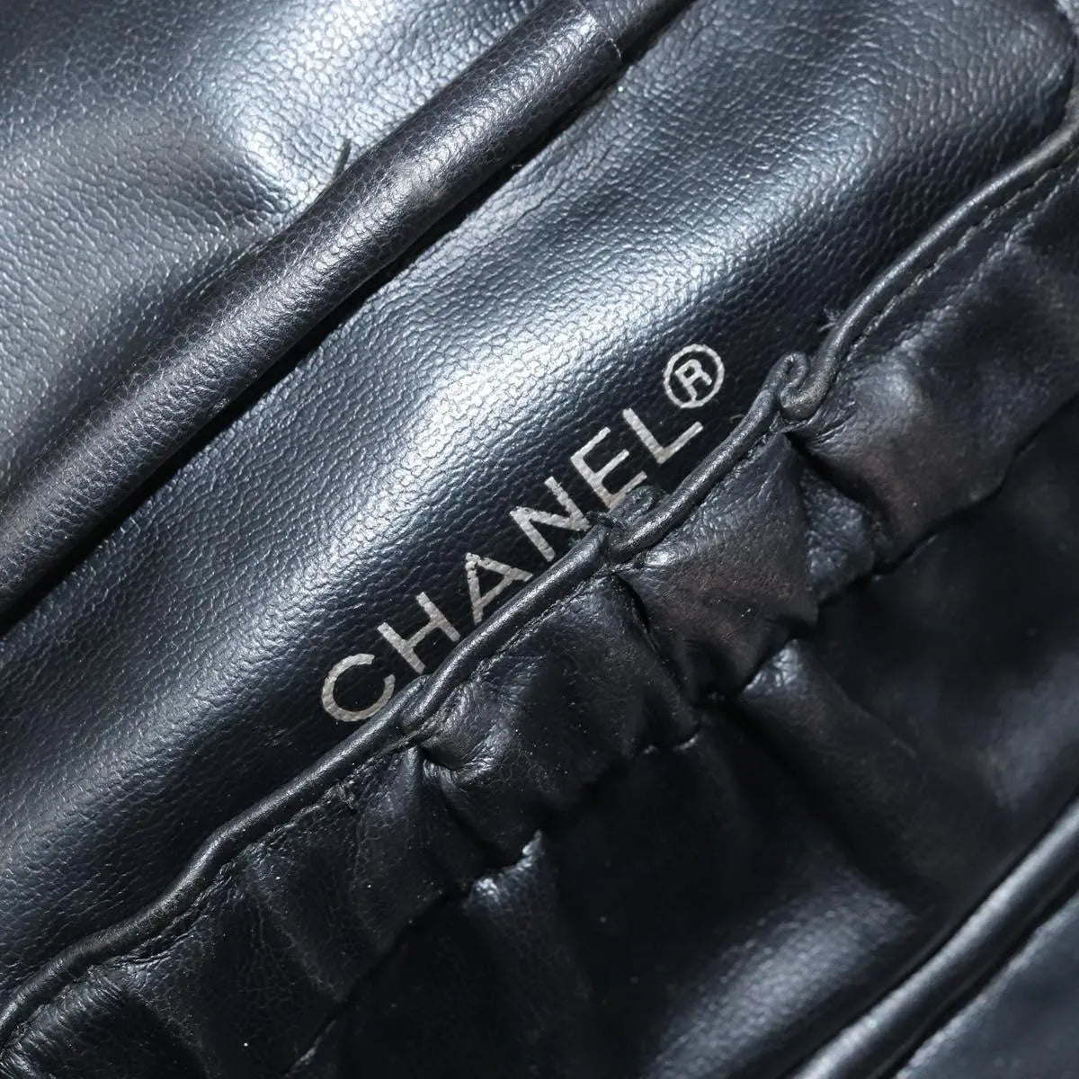 Chanel Vintage Cosmetic Case Lambskin Black Leather Clutche & Pouche Bag (Pre-Owned)