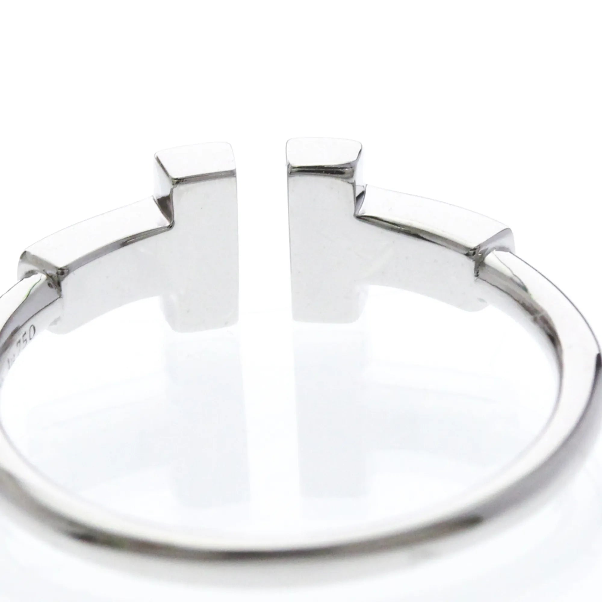 Tiffany & Co. T Wire 18K White Gold With Diamonds Silver White_Gold Ring Jewelry (Pre-Owned)