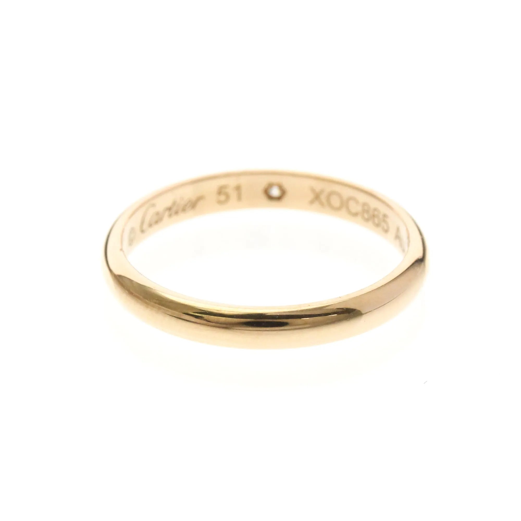 Cartier 1895 Wedding Band 18K Rose Gold With Diamond Gold Pink_Gold Ring Jewelry (Pre-Owned)