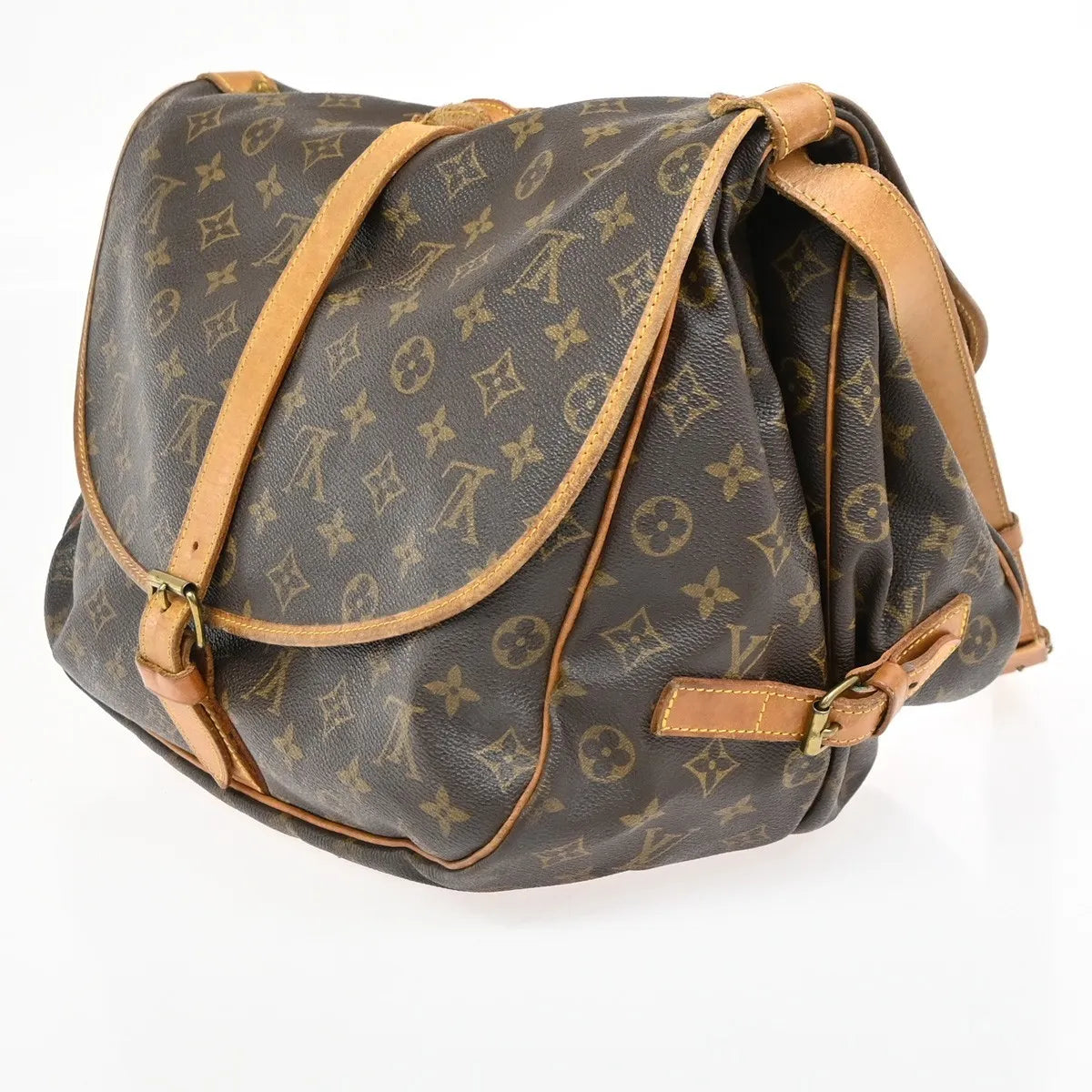 Louis Vuitton Saumur Monogram Brown Leather Shoulder Bag Bag (Pre-Owned)
