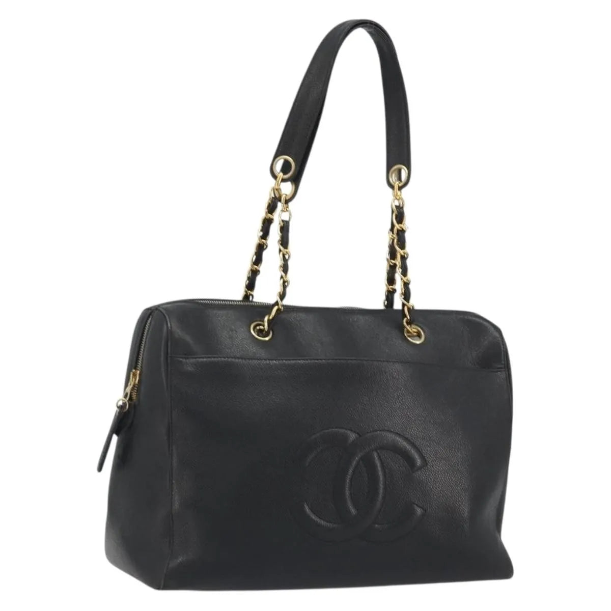 Chanel Vintage Timeless Zip Caviar Black Calfskin Shoulder Bag Bag (Pre-Owned)