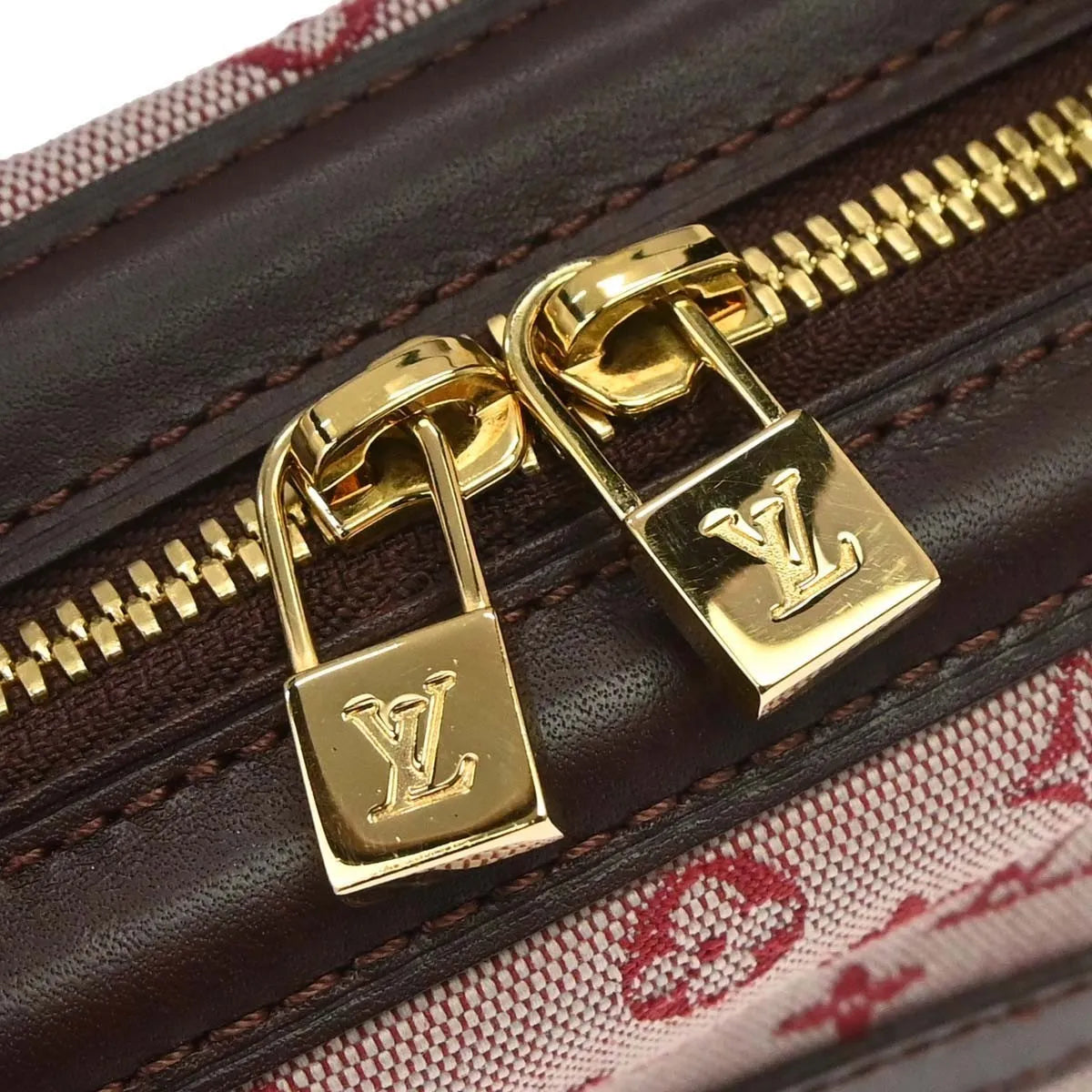Louis Vuitton Joséphine Mini Lin Burgundy Canvas Handbag (Pre-Owned)