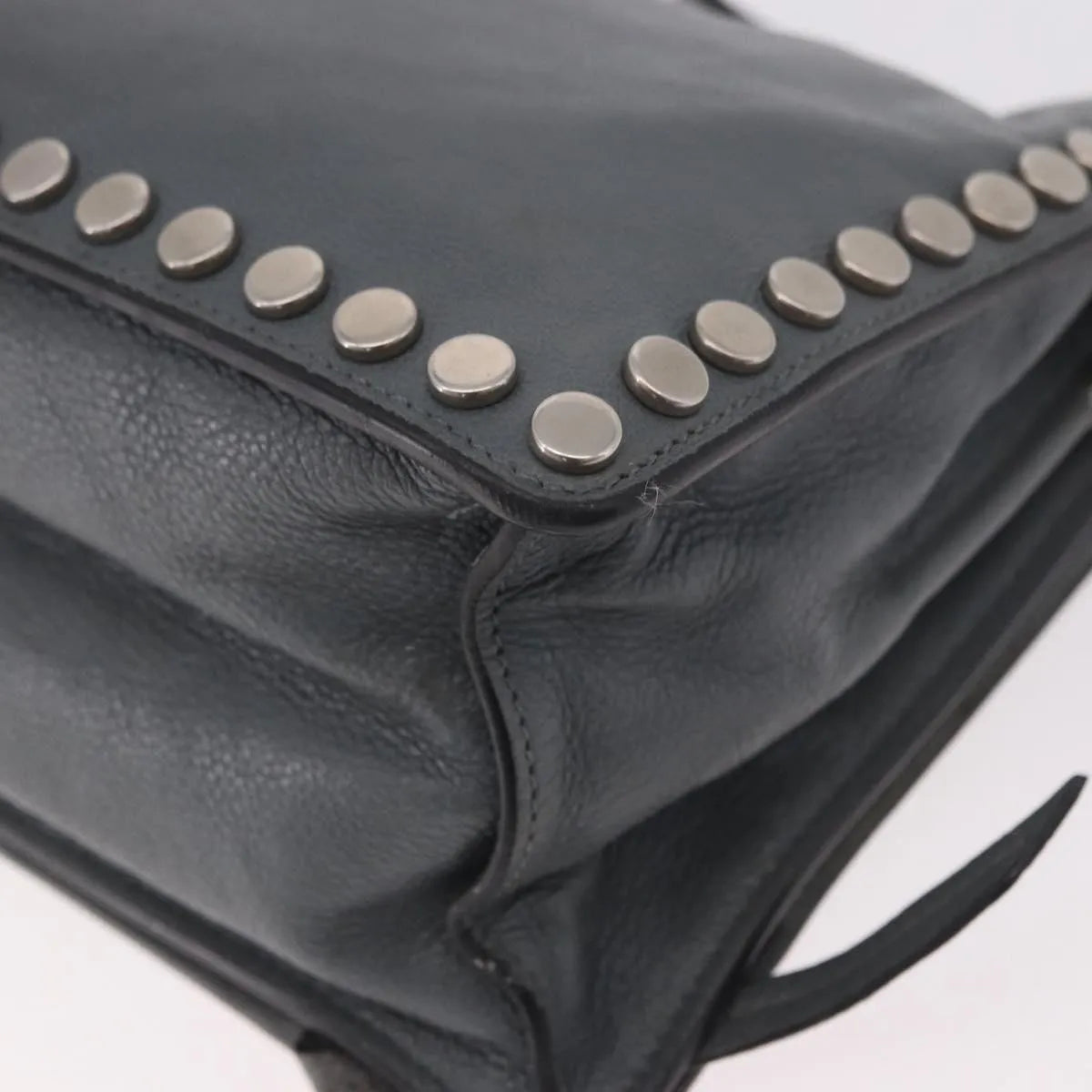 Prada Etiquette Flap Studded Glace Calfskin Gray Leather Shoulder Bag Bag (Pre-Owned)