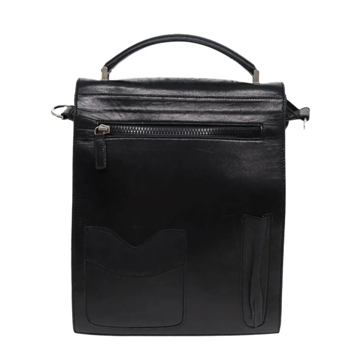 Fendi Vintage Leather Black Leather Handbag (Pre-Owned)