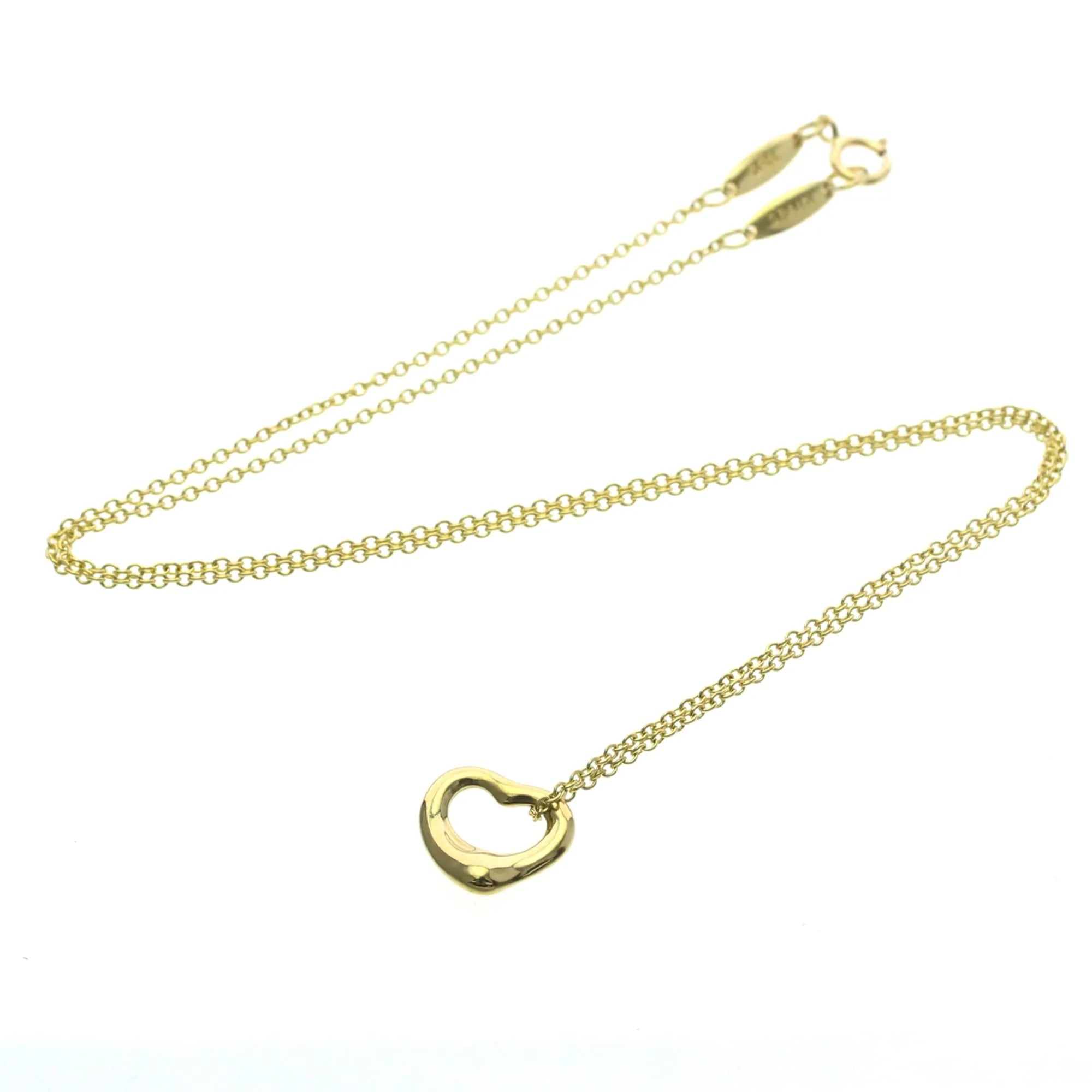 Tiffany & Co. Elsa Peretti Open Heart Pendant 18K Yellow Gold Gold Yellow_Gold Necklace Jewelry (Pre-Owned)