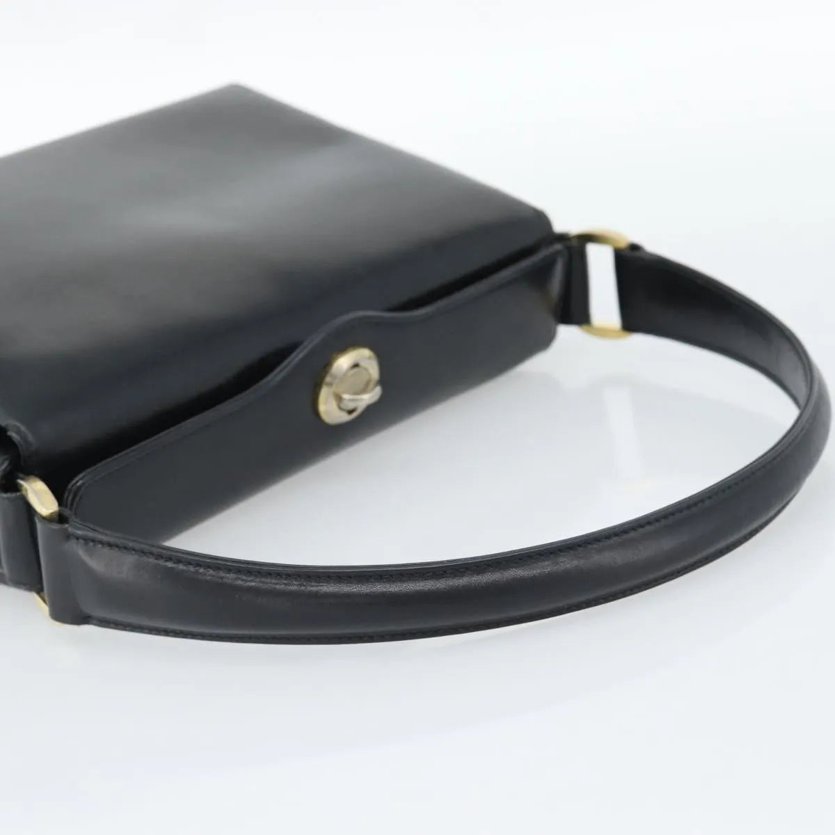 Gucci Vintage Convertible Box Leather Black Leather Handbag (Pre-Owned)