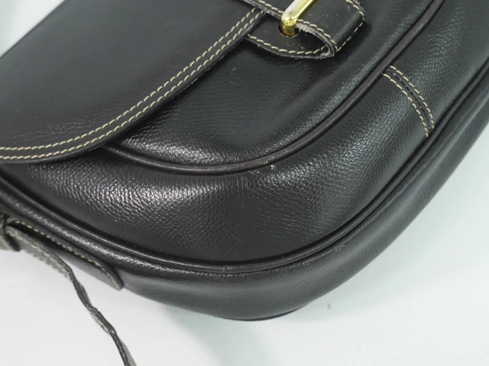 Loewe Anagram Leather Black Leather Shoulder Bag Bag (Pre-Owned)