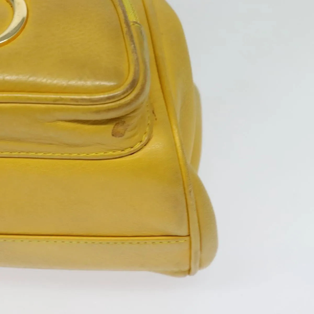 Christian Dior Vintage Flap Leather Yellow Leather Backpack Bag (Pre-Owned)