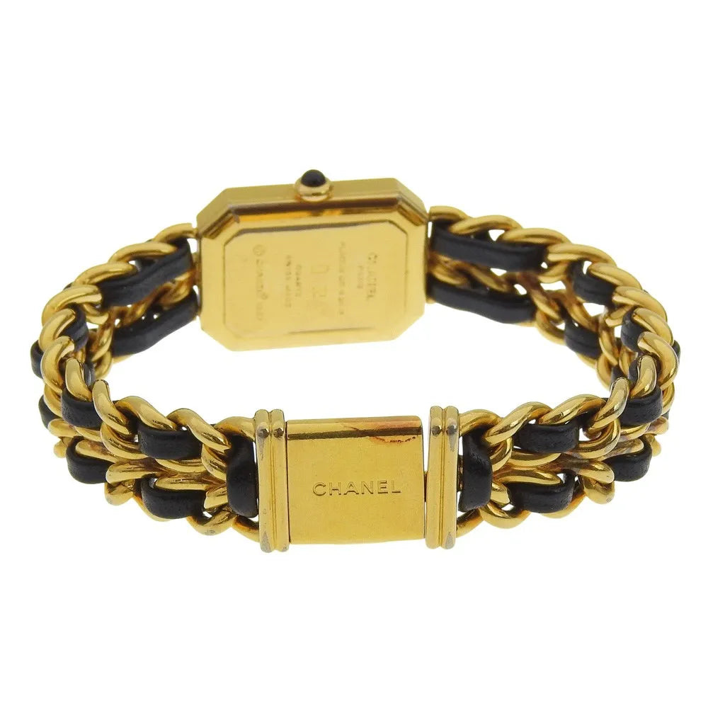 Chanel Premiere Rock Quartz Plated Metal And Leather Watch (Pre-Owned)
