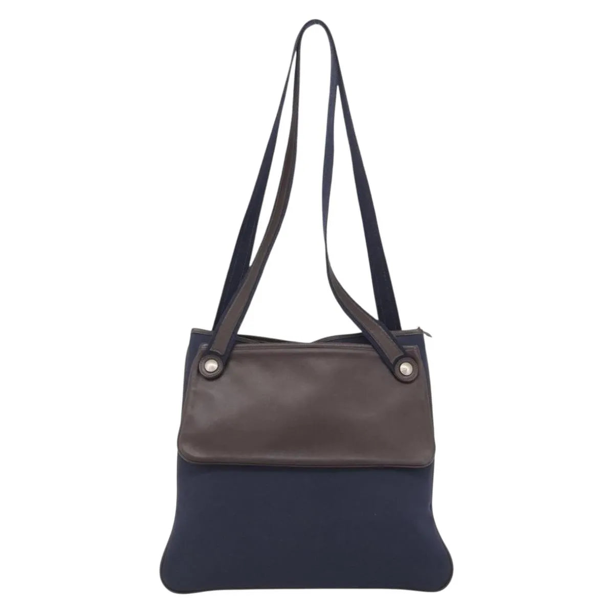 Hermes Mrs. Hippie Leather And Toile Navy Leather Shoulder Bag Bag (Pre-Owned)