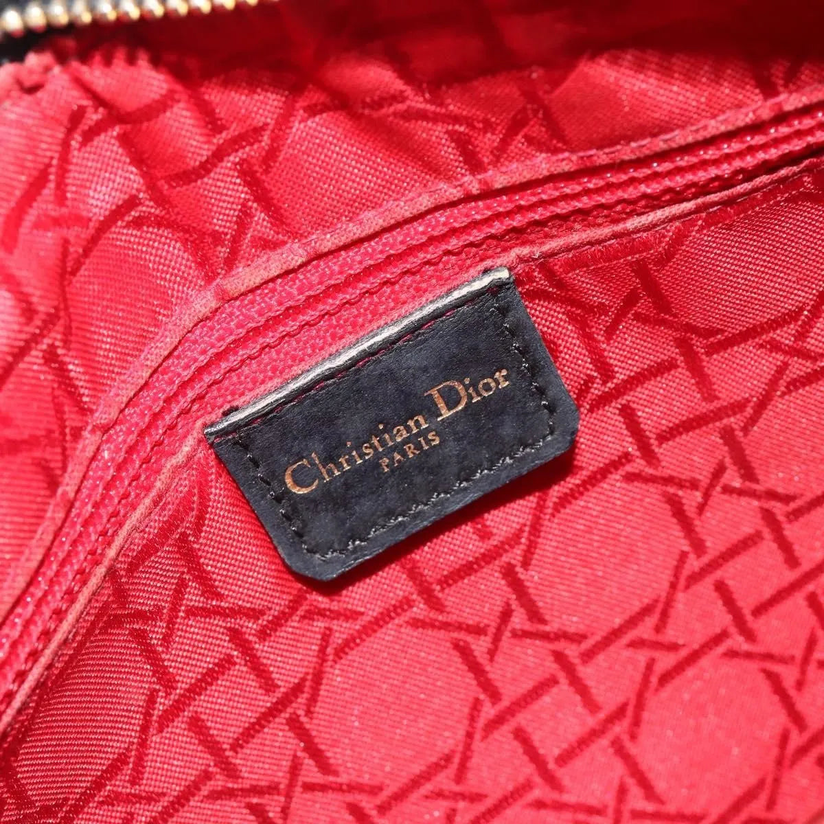 Christian Dior Vintage Lady Dior Cannage Quilt Lambskin Black Leather Handbag (Pre-Owned)