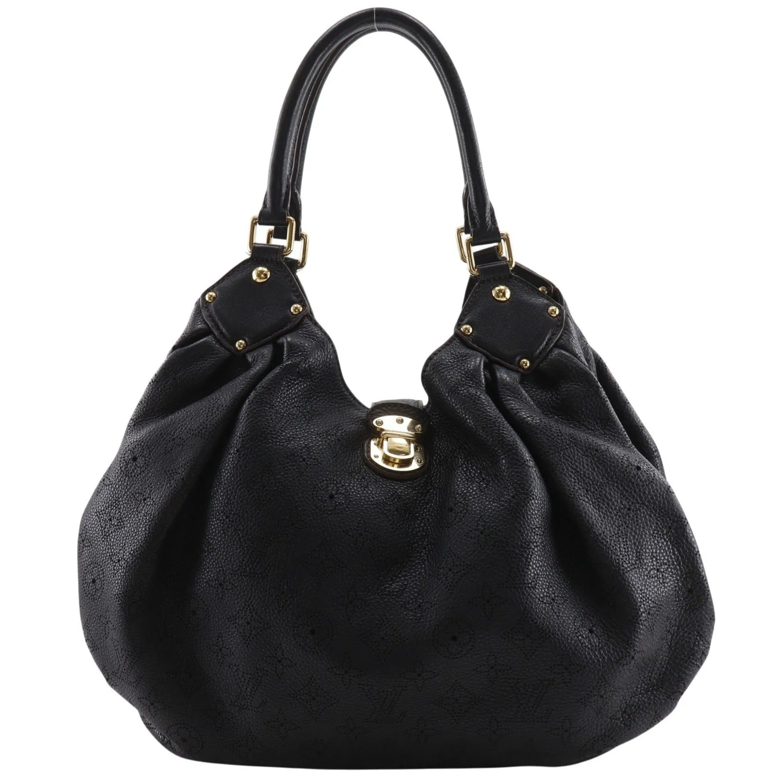 Louis Vuitton L Hobo Mahina Leather Black Leather Tote Bag Bag (Pre-Owned)