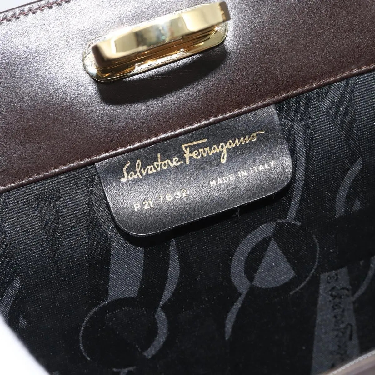 Salvatore Ferragamo Vintage Gancini Chain Leather Brown Leather Shoulder Bag Bag (Pre-Owned)