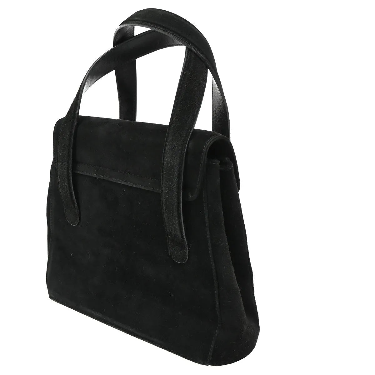Salvatore Ferragamo Gancini Suede Black Suede Handbag (Pre-Owned)