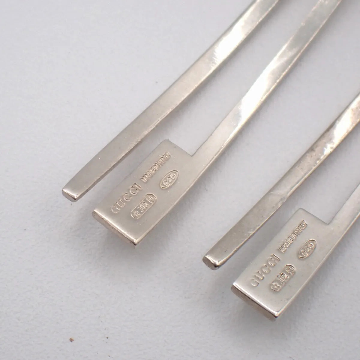 Gucci G Logo Long Studs Silver 925 Silver Silver Earrings Jewelry (Pre-Owned)