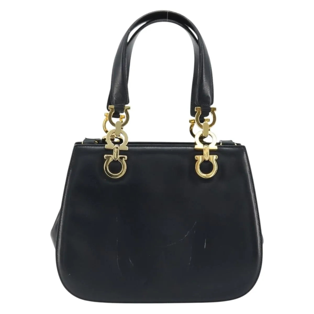 Salvatore Ferragamo Gancini Leather Navy Leather Handbag (Pre-Owned)