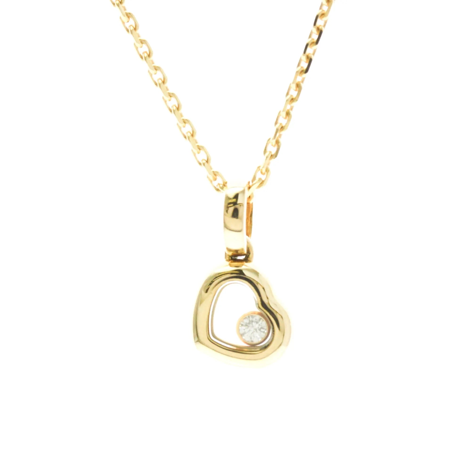 Chopard Happy Diamonds Heart Pendant 18K Yellow Gold With Diamonds And 1 Floating Diamond Gold Yellow_Gold Necklace Jewelry (Pre-Owned)